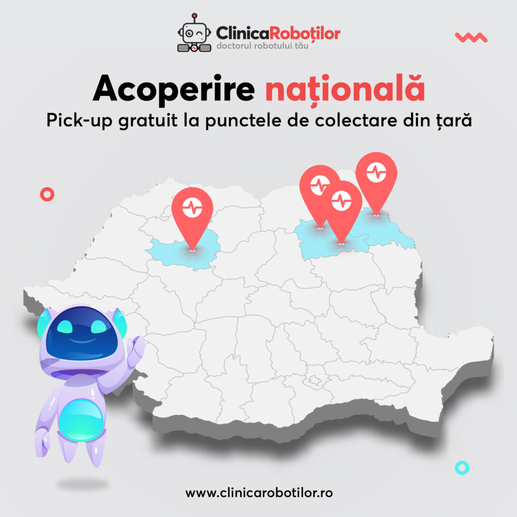 Fie trimiți aspiratoul robot prin curierat, fie îl aduci personal într-unul din cele 4 puncte de colectare din țară în orice magazin Clinica GSM