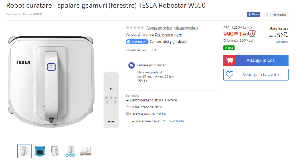 Acest robot, de exemplu, costă 990 de lei pe emag iar durata bateriei este de 15 minute
