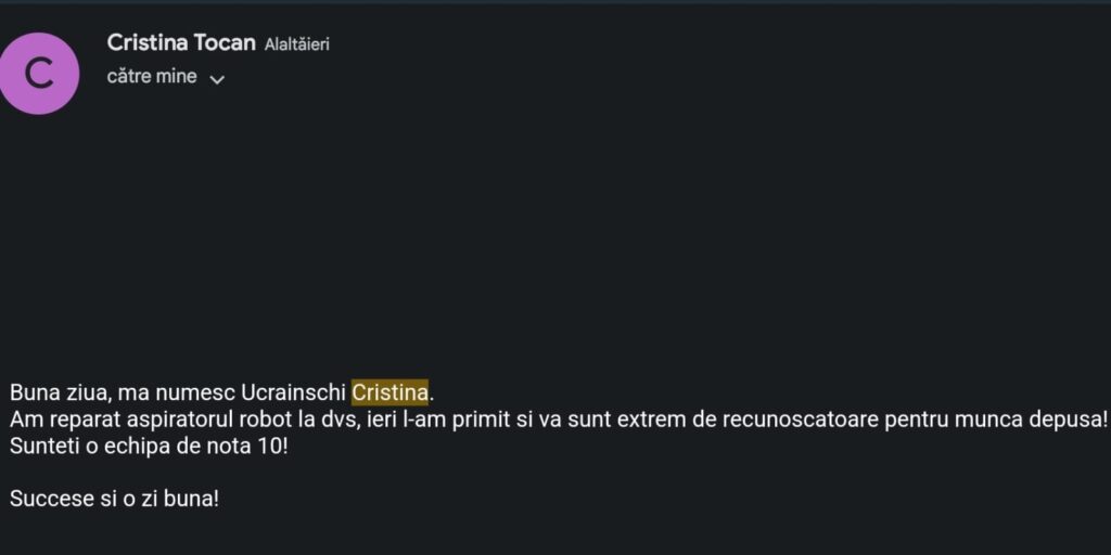 Reparatii roboti casnici cu piese originale